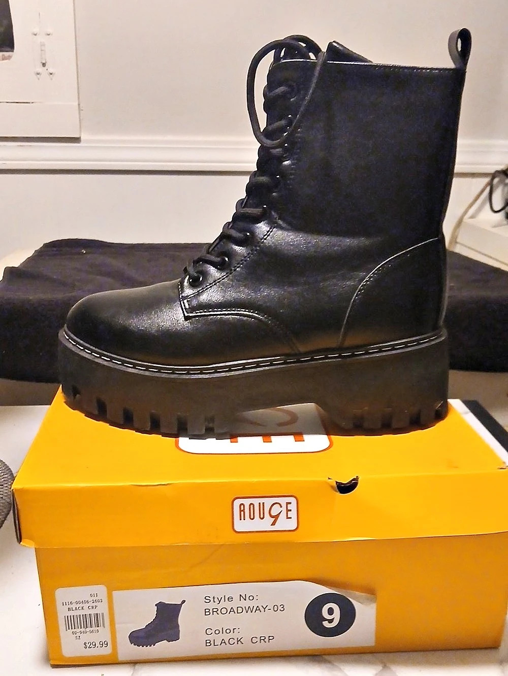 Rogue Broadway-03 Black Combat Boots US 9 Like New